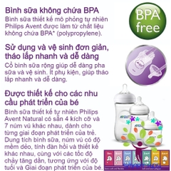 Bộ bình sữa 125ml và 260ml, ty ngậm thiết kế tự nhiên Philips Avent cho trẻ từ 0 tháng tuổi