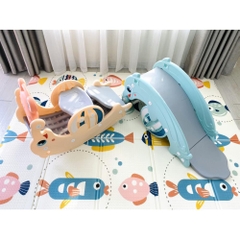 Cầu trượt bập bênh cá heo 3in1-cầu trượt- bập bênh- bóng rổ mẫu mới