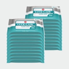 Combo 10 gói khăn ướt Luck Lady cồn (10 tờ/ gói)