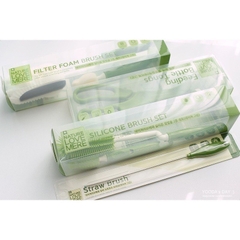 Bộ 2 cọ rửa bình và núm ti Silicone cao cấp NATURE LOVE MERE Hàn Quốc