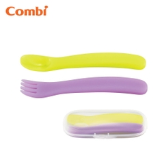 Bộ thìa dĩa kèm hộp Combi Nhật Bản giao màu ngẫu nhiên