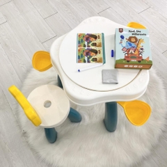 Bàn ghế lego gấu Holla tặng kèm bộ lego