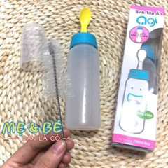 Bình thìa tập ăn dặm Agi 250ml silicon mềm không làm đau miệng bé khi ăn uống
