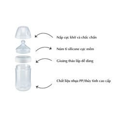 Bình sữa NUK Nature Sense thủy tinh núm ti Silicone S1 - M