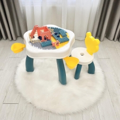 Bàn ghế lego gấu Holla tặng kèm bộ lego