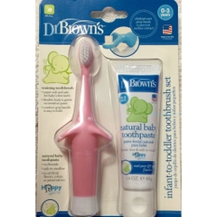 Combo Bàn Chải Đánh Răng & Kem Đánh Răng Vị Táo Cho Trẻ Từ 0-3 Tuổi Dr Brown's