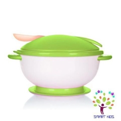 Bát Ăn Dặm Chống Đổ Kèm Nắp & Thìa Cảm Ứng Nhiệt Upass UP5026Y
