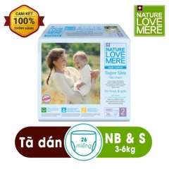 Tã/ Bỉm dán Super Slim Nature Love Mere túi S36/ M32/ L28/ XL24