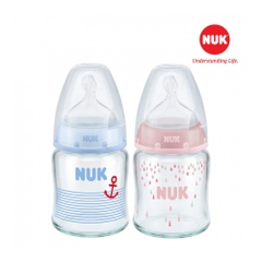 Bình sữa NUK Premium Choice thủy tinh núm ti Silicone S1 - M