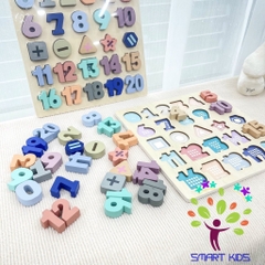 Bộ bảng số học / bảng chữ cái bằng gỗ POMO