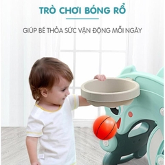 Cầu trượt bập bênh cá heo 3in1-cầu trượt- bập bênh- bóng rổ mẫu mới