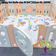 Quây Cũi Nhựa Gấp Gọn Hình Voi HOLLA Tặng Kèm Thảm Và Bóng