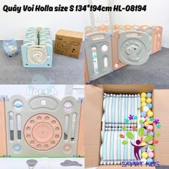 Quây Cũi Nhựa Gấp Gọn Hình Voi HOLLA Tặng Kèm Thảm Và Bóng