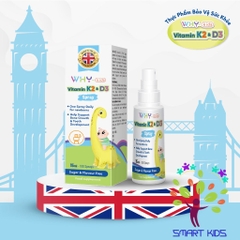 Xịt bổ sung Vitamin K2D3 WHYkids 15ml nhập khẩu từ Anh Quốc giúp hấp thụ canxi tốt cho bé lớn khỏe