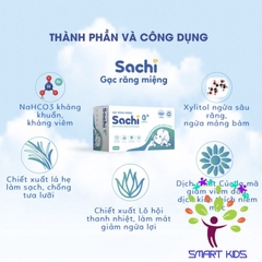 Gạc rỡ lưỡi cho bé Sachi 0+ kháng khuẩn, chống nấm bảo vệ lưỡi, nướu răng miệng cho trẻ - Hộp 30 gói
