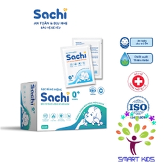 Gạc rỡ lưỡi cho bé Sachi 0+ kháng khuẩn, chống nấm bảo vệ lưỡi, nướu răng miệng cho trẻ - Hộp 30 gói