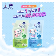 Nước Giặt Xả Quần áo Cho Bé Amusant 2in1 Chiết Xuất Trà & Nha Đam Cho Trẻ Sơ Sinh & Da Nhạy Cảm 600ml Sản Xuất Thái Lan
