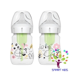 Bộ 2 bình cổ rộng hoạ tiết Dr brown's Options Plus dung tích 150ml/270ml phiên bản mới nhất