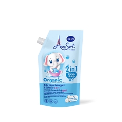 Nước Giặt Xả Quần áo Cho Bé Amusant 2in1 Chiết Xuất Trà & Nha Đam Cho Trẻ Sơ Sinh & Da Nhạy Cảm 600ml Sản Xuất Thái Lan