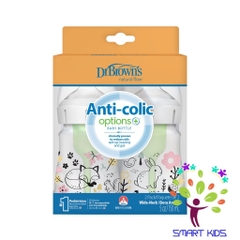 Bộ 2 bình cổ rộng hoạ tiết Dr brown's Options Plus dung tích 150ml/270ml phiên bản mới nhất