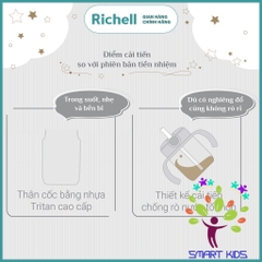 Bộ bình ống hút và nắp uống trực tiếp AXSTARS Richell Nhật Bản