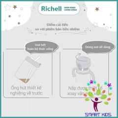 Bộ bình ống hút và nắp uống trực tiếp AXSTARS Richell Nhật Bản