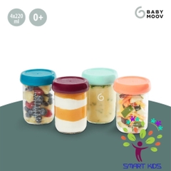 Bộ 4 Hũ Đựng Thực Phẩm Bằng Thủy Tinh Babymoov (220ml)