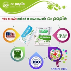 Khăn Ướt Thảo Dược Dr.Papie  Khăn lau hạ sốt Dr Papie dành cho bé 0m+ và 3m+ hộp 25 tờ