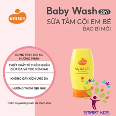 Sữa tắm gội toàn thân trẻ em Wesser 2in1- Powder thành phần thiên nhiên nhập khẩu Hàn Quốc (Màu cam)