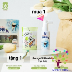 Xịt chống sâu răng Mipbi cho bé từ 1 tuổi giúp làm sạch và bảo vệ men răng, ngăn ngừa mảng bám ố vàng, viêm lợi, hà mủn