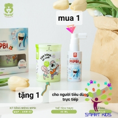 Xịt chống sâu răng Mipbi cho bé từ 1 tuổi giúp làm sạch và bảo vệ men răng, ngăn ngừa mảng bám ố vàng, viêm lợi, hà mủn