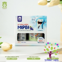 Xịt chống sâu răng Mipbi cho bé từ 1 tuổi giúp làm sạch và bảo vệ men răng, ngăn ngừa mảng bám ố vàng, viêm lợi, hà mủn