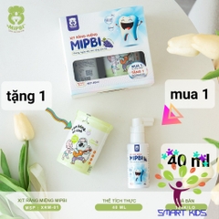 Xịt chống sâu răng Mipbi cho bé từ 1 tuổi giúp làm sạch và bảo vệ men răng, ngăn ngừa mảng bám ố vàng, viêm lợi, hà mủn