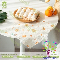 Khăn Sữa Mipbi Muslin Họa Tiết Hộp 6 Cái