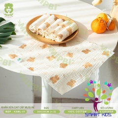 Khăn Sữa Mipbi Muslin Họa Tiết Hộp 6 Cái