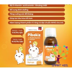 Multivitamin Pibakiz Hỗ Trợ Tăng Đề Kháng Cho Bé, Giúp Bé Ăn Ngon Miệng, Tiêu Hóa Tốt - Chai 120ml
