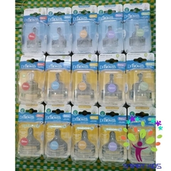 Núm ty bình sữa Dr Brown các size - Cổ rộng và cổ hẹp 1 hộp 2 chiếc