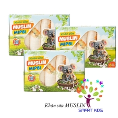 Khăn Sữa Mipbi Muslin Họa Tiết Hộp 6 Cái