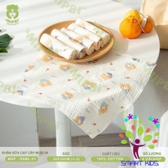 Khăn Sữa Mipbi Muslin Họa Tiết Hộp 6 Cái