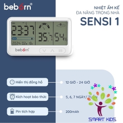 Nhiệt ẩm Kế điện Tử đa Năng Trong Nhà Kiêm đồng Hồ Báo Thức Cho Bé Beborn Sensi 1 DTO1HJ