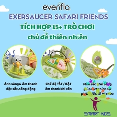 Bàn Chơi đa Năng Evenflo ExerSaucer Safari Friends Jumping Activity Center Cho Bé 6 Tháng đến 11kg