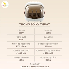 MÁY ÚP BÌNH SỮA TIỆT TRÙNG SẤY KHÔ TIA UV MOAZ BEBE MB-044 PLUS