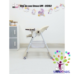 Ghế Ăn Dặm Chân Cao Umoo UM-05182 Có Bánh - 4 Nấc Ngả - 4 Nấc Cao