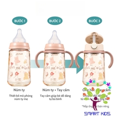 Bình sữa RICHELL Hanaemi chống sặc chất liệu nhựa PPSU và Thủy tinh