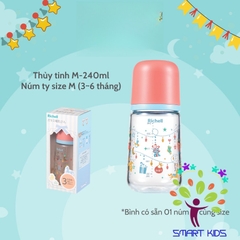 Bình sữa RICHELL Hanaemi chống sặc chất liệu nhựa PPSU và Thủy tinh