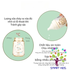 Bình sữa RICHELL Hanaemi chống sặc chất liệu nhựa PPSU và Thủy tinh