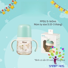 Bình sữa RICHELL Hanaemi chống sặc chất liệu nhựa PPSU và Thủy tinh