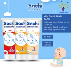 Kem đánh Răng Sachi Dạng Tuýp Giúp Làm Sạch, Ngừa Sâu Răng, Khử Mùi Hôi Miệng, An Toàn Cho Bé 60g