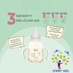 Bình sữa RICHELL Hanaemi chống sặc chất liệu nhựa PPSU và Thủy tinh