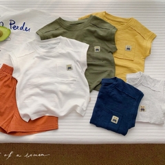 Áo thun ba lỗ tank top cotton xược thêu gấu túi ngực cho bé trai 1 đến 7 tuổi - Bituti Clothings